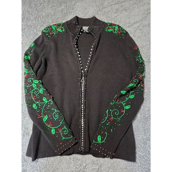 berek Sweaters - Vintage Berek Sequin Rhinestone Holiday Sweater
